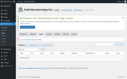 Page screenshot: Memberships → Orders