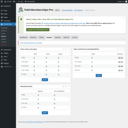 Page screenshot: Memberships → Reports