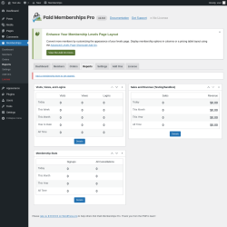 Page screenshot: Memberships → Reports