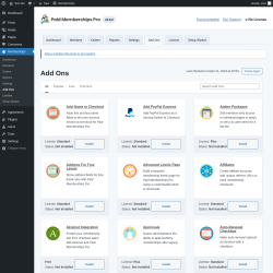 Page screenshot: Memberships → Add Ons