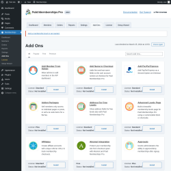 Page screenshot: Memberships → Add Ons