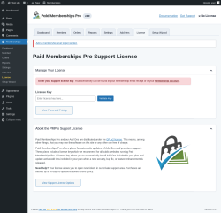 Page screenshot: Memberships → License