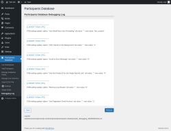 Page screenshot: Participants Database → Debugging Log