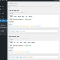 Page screenshot: Participants Database → Manage List Columns