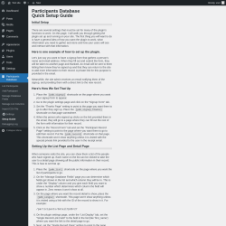 Page screenshot: Participants Database → Setup Guide