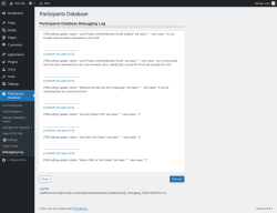 Page screenshot: Participants Database → Debugging Log
