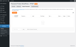 Page screenshot: Password Protect WordPress → Master Passwords