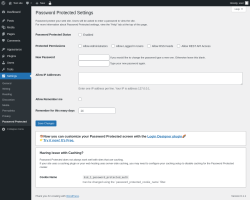Page screenshot: Settings &rarr; Password Protected