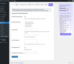 Page screenshot: Settings &rarr; Password Protected