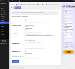 Page screenshot: Settings &rarr; Password Protected