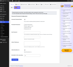 Page screenshot: Settings &rarr; Password Protected