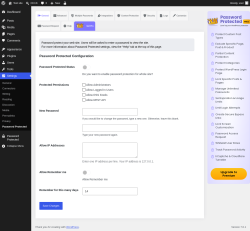 Page screenshot: Settings &rarr; Password Protected