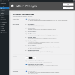 Page screenshot: Patterns &rarr; Settings
