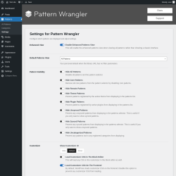 Page screenshot: Patterns &rarr; Settings
