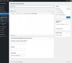 Page screenshot: Premium Posts &rarr; Add New Premium Post