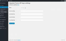 Page screenshot: Paystack Forms → Api Keys Settings