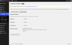 Page screenshot: Payments Square Connect &rarr; Checkout Settings
