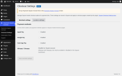 Page screenshot: Payments Square Connect &rarr; Checkout Settings