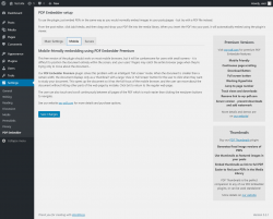 Page screenshot: Settings &rarr; PDF Embedder &rarr; Mobile