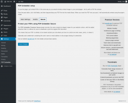 Page screenshot: Settings &rarr; PDF Embedder &rarr; Secure