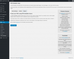 Page screenshot: Settings &rarr; PDF Embedder &rarr; Secure