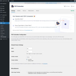 Page screenshot: Settings &rarr; PDF Embedder