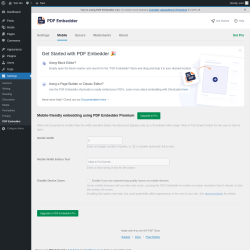 Page screenshot: Settings &rarr; PDF Embedder &rarr; 
							Mobile						
