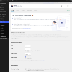 Page screenshot: Settings &rarr; PDF Embedder