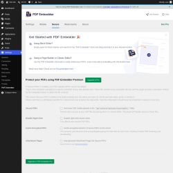 Page screenshot: Settings &rarr; PDF Embedder &rarr; 
							Secure						
