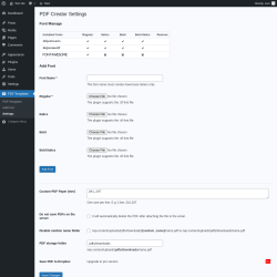 Page screenshot: PDF Templates → Settings