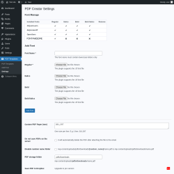 Page screenshot: PDF Templates &rarr; Settings