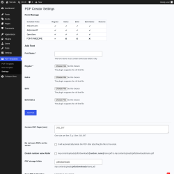 Page screenshot: PDF Templates &rarr; Settings