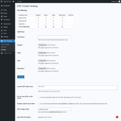Page screenshot: PDF Templates → Settings