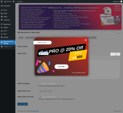 Page screenshot: Elementor PDF Setting → PDF Header Setting