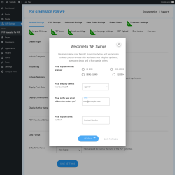 Page screenshot: WP Swings → PDF Generator For WP