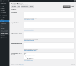 Page screenshot: Tools &rarr; Permalink Manager &rarr; Debug
