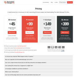 Page screenshot: Tools &rarr; Permalink Manager &rarr; Upgrade to PRO