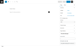 Page screenshot: Add New Page &lsaquo; Test site &mdash; WordPress