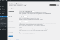 Page screenshot: Tools &rarr; Permalink Manager &rarr; Settings