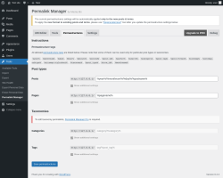 Page screenshot: Tools &rarr; Permalink Manager &rarr; Permastructures