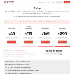 Page screenshot: Tools &rarr; Permalink Manager &rarr; Upgrade to PRO