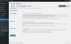 Page screenshot: Tools &rarr; Permalink Manager &rarr; Settings