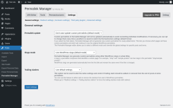 Page screenshot: Tools &rarr; Permalink Manager &rarr; Settings