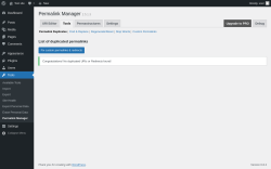 Page screenshot: Tools → Permalink Manager → Tools