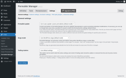 Page screenshot: Tools &rarr; Permalink Manager &rarr; Settings