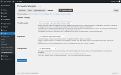 Page screenshot: Tools &rarr; Permalink Manager &rarr; Settings