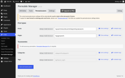 Page screenshot: Tools &rarr; Permalink Manager &rarr; Permastructures