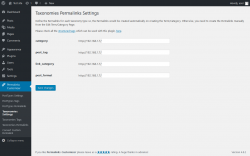 Page screenshot: Permalinks Customizer → Taxonomies Settings