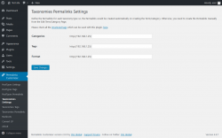 Page screenshot: Permalinks Customizer → Taxonomies Settings