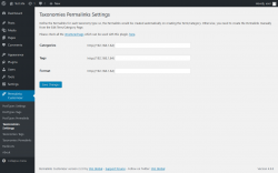 Page screenshot: Permalinks Customizer → Taxonomies Settings